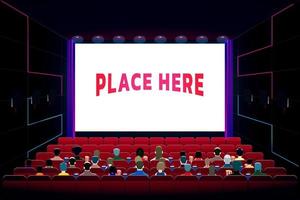 ilustración vectorial gráfica de la sala de cine con más personas sentadas en la silla