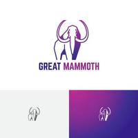 Big Elephant Great Mammoth Ancient Animal Wildlife Logo vector