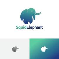 Cute Circle Squid Octopus Elephant Animal Wildlife Logo vector