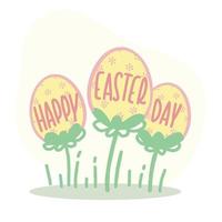Easter Eggs Flower Element With Doodle Vector Design - Lettering