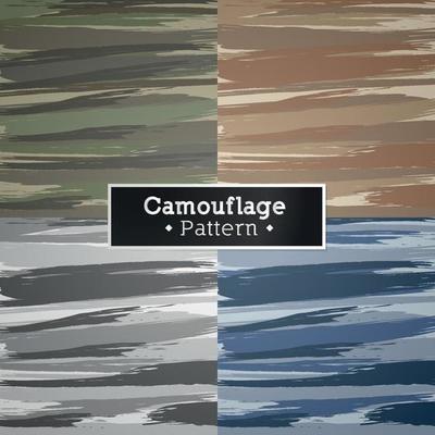 Set of brush art abstract Military and army stealth camouflage pattern background