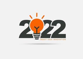 Logo 2022 new year with creative lightbulb design, Vector illustration modern layout template