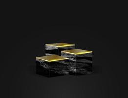 vector podio piedra negra y plataformas doradas para exhibición de presentación de productos diseño de exhibición, plataformas concepto de ideas cosméticas y de moda