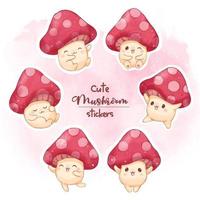 Cute Mushroom sticker Set vector