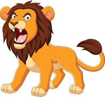 Cartoon lion roaring isolated on white background vector