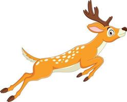 Cartoon funny deer jumping on white background vector