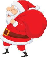 Santa claus carrying a bag of the presents vector