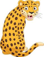 Cartoon funny leopard sitting and roaring vector