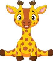 Cute baby giraffe cartoon sitting