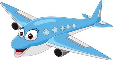 Cartoon smiling airplane mascot character vector