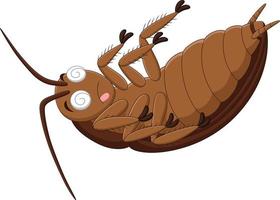 Cartoon dead cockroach on white background