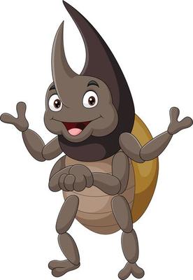 Cartoon funny rhinoceros beetle posing