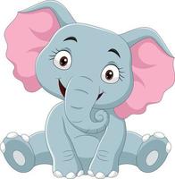 Cartoon funny baby elephant sitting vector