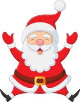 Cartoon happy little santa claus raising hands vector