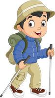 Cartoon boy in safari outfit with walking stick