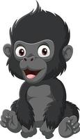 dibujos animados lindo bebé gorila sentado vector