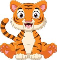dibujos animados divertido pequeño tigre sentado vector