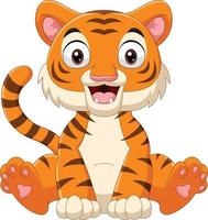 Cartoon funny little tiger sitting vector