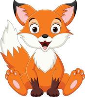 Cartoon cute little fox sitting vector