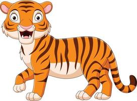 Cartoon tiger roaring on white background vector