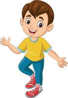 Cartoon funny little boy posing vector