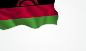 ilustración ondeando la bandera de malawi con espacio de copia en el fondo aislado vector