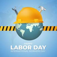 International workers day happy Labor day with helmet and equipments on isolated background vector