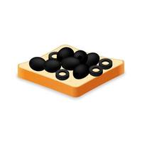 Sandwich from fresh bread with black olives Illustration of fast food meal vector