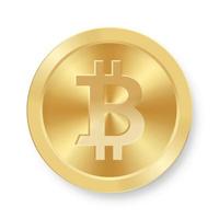 Gold coin of bitcoin Concept of web internet cryptocurrency vector