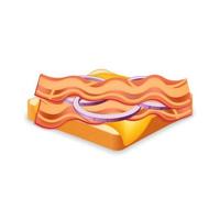 Sandwich from fresh bread with bacon cheese and onion Illustration of fast food meal vector