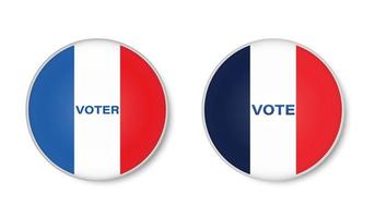 Elecciones presidenciales de 2022 en francia placa o botón con bandera francesa