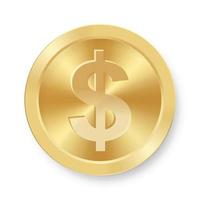 Gold dollar coin Concept of web internet currency vector