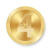 Gold coin with number four Concept of internet icon vector