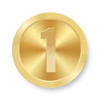 Gold coin with number one. Concept of internet icon vector