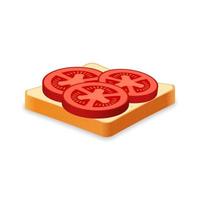 Sandwich from fresh bread with tomato slices Illustration of fast food meal vector