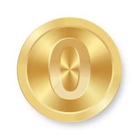 moneda de oro con el concepto número cero de icono de internet vector