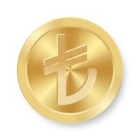 Gold coin of Turkish Lira Concept of internet currency vector