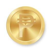 Gold coin of Peso Concept of internet web currency vector