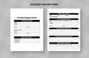 Accident report form logbook vector