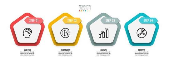 concepto de negocio de plantilla infográfica con paso. vector