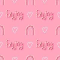 Girly rainbow vector seamless pattern with lettering
