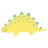 dinosaurio de dibujos animados para niños sobre un fondo blanco. ilustración vectorial dino en estilo garabato. dinosaurio amarillo dibujado a mano. vector