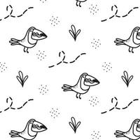 Childish pattern with cute toucans. Hand-drawn pattern with a toucan. Doodle style. vector