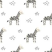 Childish  pattern with cute zebra. Hand-drawn pattern with zebra.Vector illustration. vector