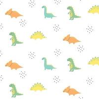 Childish pattern with dinosaurs. Hand-drawn pattern with cute dinos. Doodle pattern with different dinosaurs.Vector illustration. vector