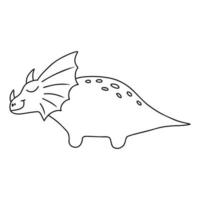 Dinosaur in doodle style. Vector illustration. Cute hand drawn dino. Children's coloring book.