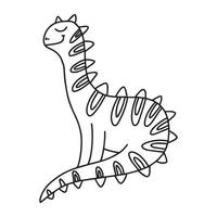 Dinosaur in doodle style. Vector illustration. Cute hand drawn dino. Children's coloring book.