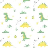 Childish  pattern with dinosaurs. Hand-drawn pattern with cute dino. Vector illustration.