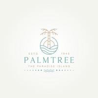 tropical palm tree minimalist line art logo design vector