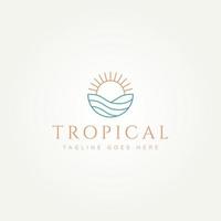 tropical ocean simple line art logo design vector